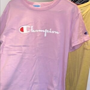 Champion Light Pink Tee with Logo Classic and Trendy